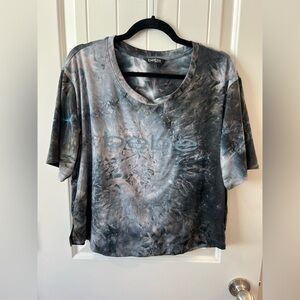 Bebe Sport Tie dye Crop T-shirt UNIQUE Shirt TEE Artist Top Sz large